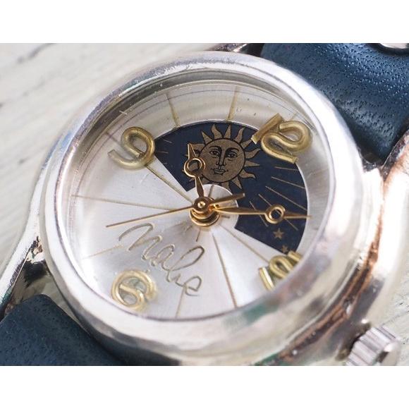渡辺工房 腕時計 レディース シルバー数字 SUN＆MOON 手作り腕時計 ハンドメイド 渡辺工房 レディースシルバー 真鍮