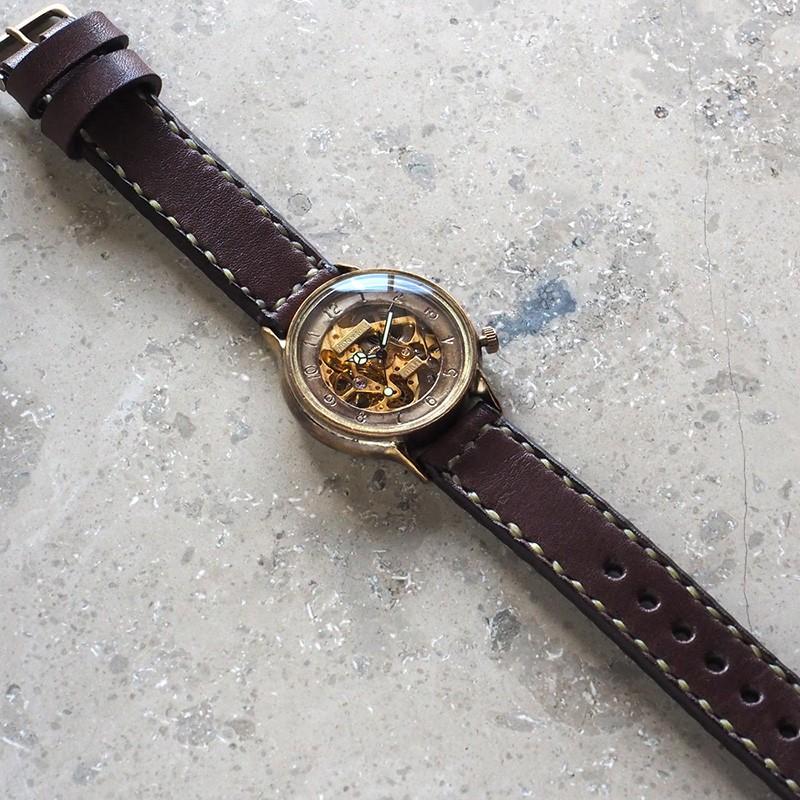手作り腕時計 ハンドメイド 渡辺工房 自動巻き 裏スケルトン アラビア