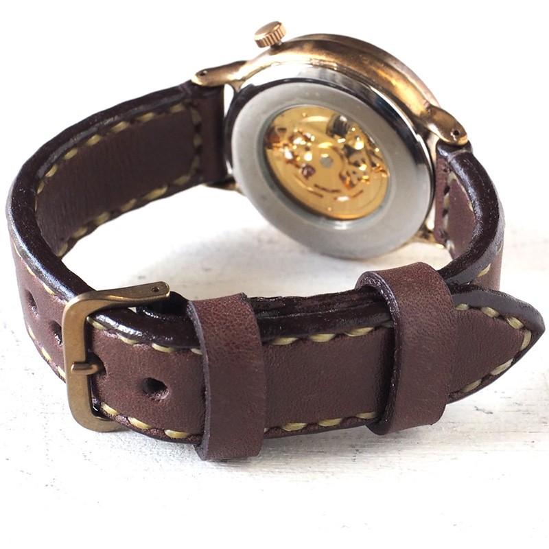 手作り腕時計 ハンドメイド 渡辺工房 自動巻き 裏スケルトン アラビア