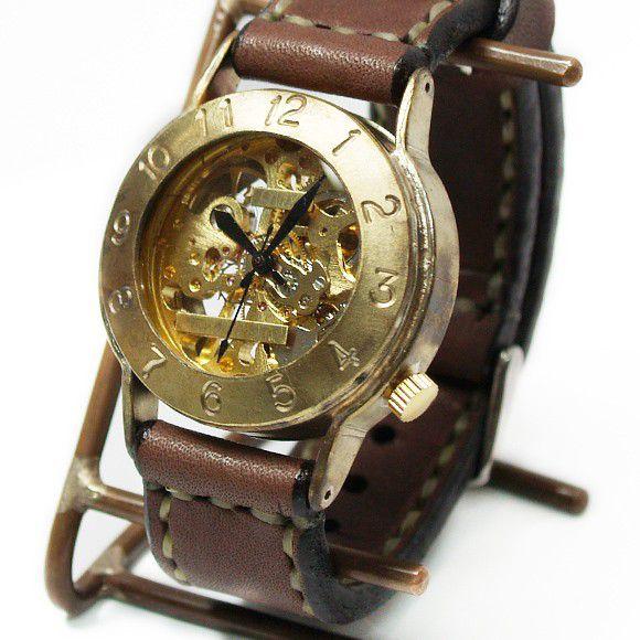 手作り腕時計 ハンドメイド 渡辺工房 手巻き式 裏スケルトン Explorer