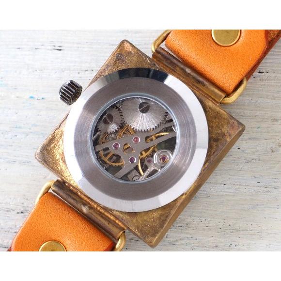 手作り腕時計 ハンドメイド 渡辺工房 手巻き式 裏スケルトン