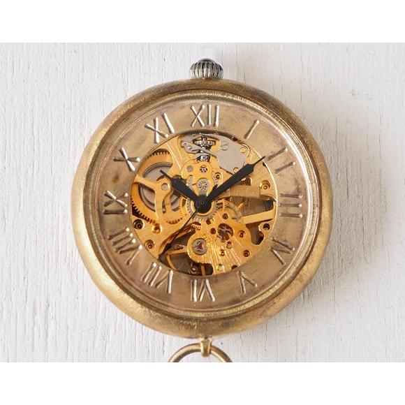 手作り懐中時計 ハンドメイド 渡辺工房 手巻き裏スケルトン ジャンボ