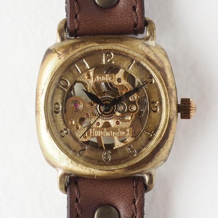 手巻き腕時計 機械式 手巻き腕時計 オープンハート クッションケース 38mm