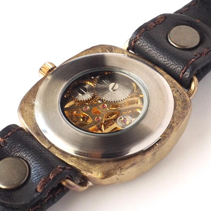 機械式 手巻き腕時計 クッションケース 38mm ローマ数字 ミシン