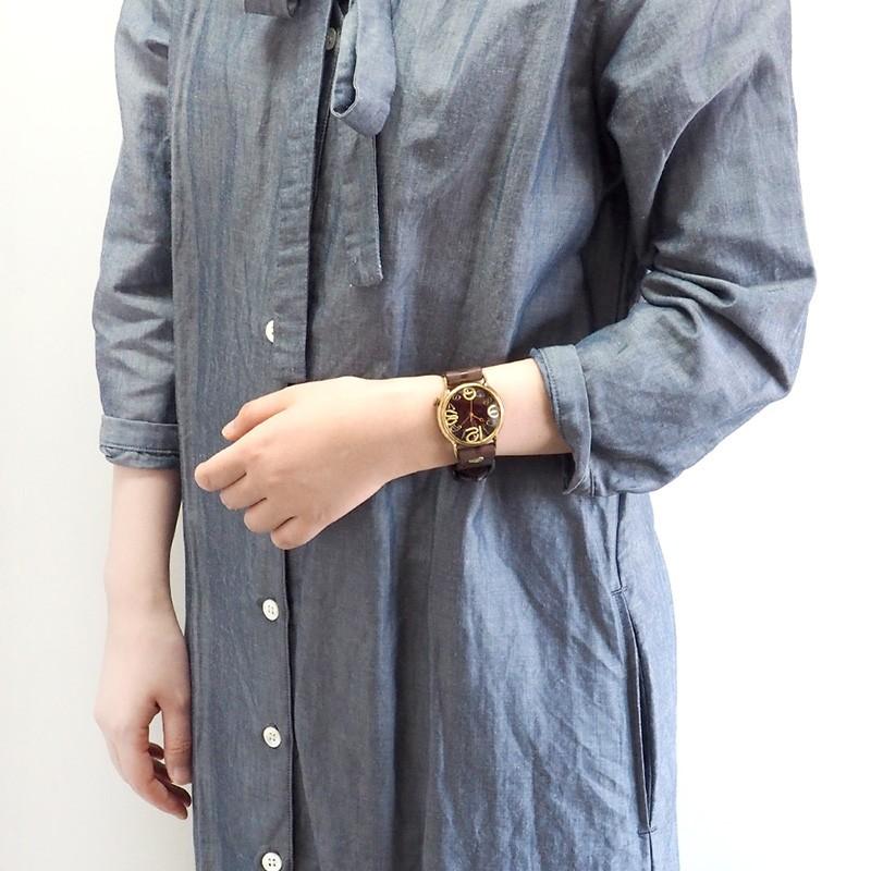 SALE!!【ブランド登録なし】手作り腕時計 ハンドメイド 渡辺工房 ジャンボブラス “J.S.B.2” クリアレッド文字盤/メンズ レディース ユニセックス 男女兼用 ペアウォッチ お揃い レッド 赤