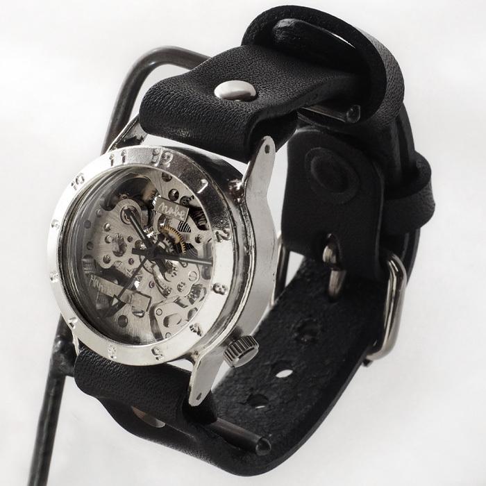 Ks作 Craftist Silver スケルトン機械手巻き腕時計 ハンドメイド 手作り腕時計 ハンドメイド 渡辺工房 手巻き式 裏スケルトン