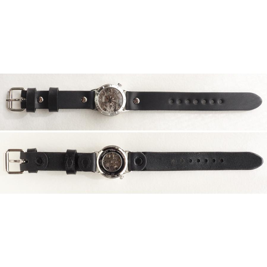 手作り腕時計 ハンドメイド 渡辺工房 手巻き式 裏スケルトン メンズ