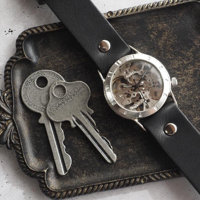 Ks作 Craftist Silver スケルトン機械手巻き腕時計 ハンドメイド 手作り腕時計 ハンドメイド 渡辺工房 手巻き式 裏スケルトン