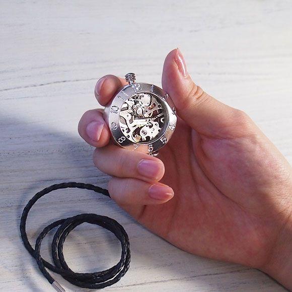 手作り懐中時計 ハンドメイド 渡辺工房 手巻き式 裏スケルトン