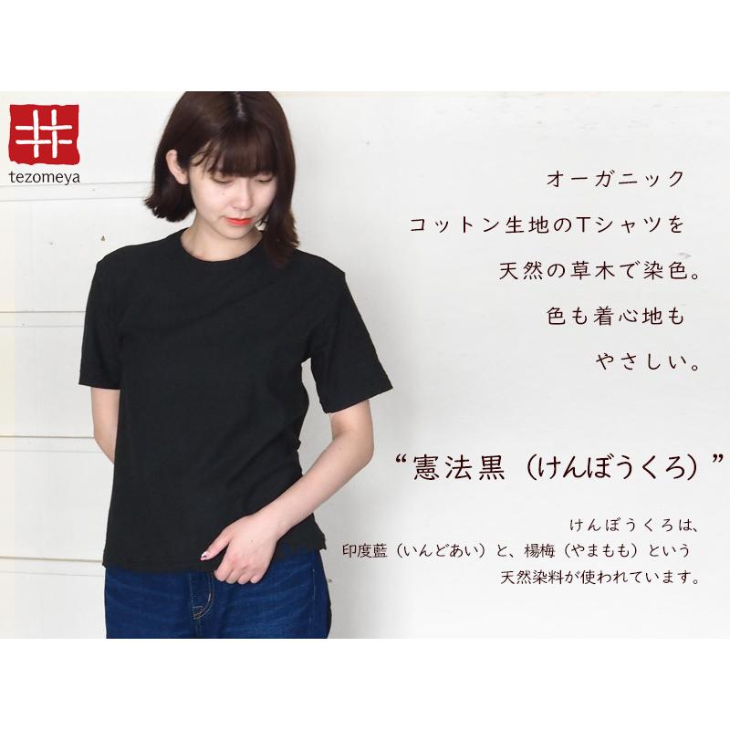 手染メ屋 手染め色無地 吊オーガニックTシャツ 半袖 憲法黒(けんぼう