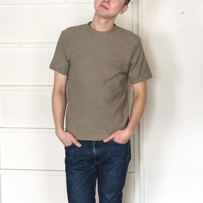 手染メ屋 手染め色無地 吊オーガニックTシャツ 半袖 老竹色(おいたけいろ) レディース / お揃い オーガニックTシャツ オリジナルTシャツ シンプル ナチュラル 手染メ屋 手染め色無地 吊オーガニックTシャツ 半袖 老竹色(おい