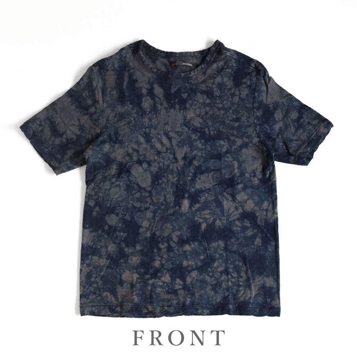 手染メ屋 手染め絞り・締め 吊オーガニックTシャツ 半袖 木の葉