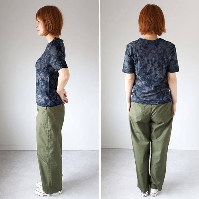 手染メ屋 手染め絞り・締め 吊オーガニックTシャツ 半袖 木の葉