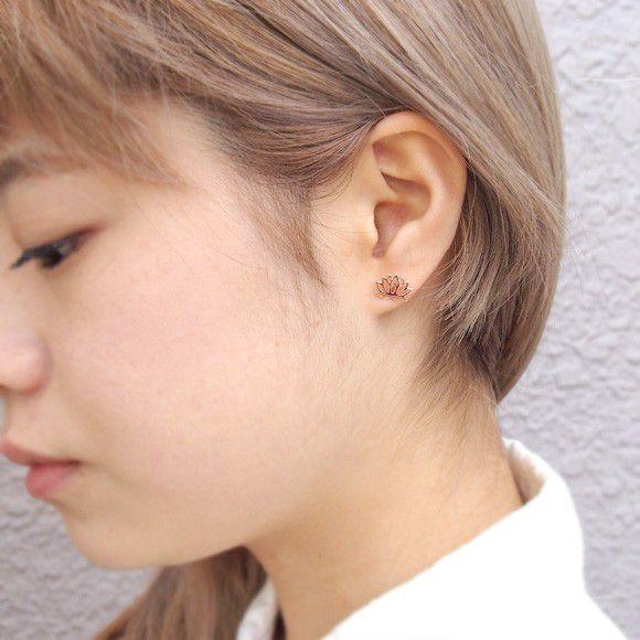 エス 和柄アクセサリー作家・三浦砂織 10金ピンクゴールドピアス 蓮 2個セット [S-Ph-10p]の画像