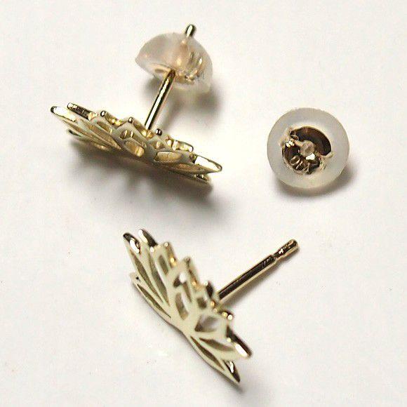 エス 和柄アクセサリー作家・三浦砂織 10金イエローゴールドピアス 蓮 2個セット [S-Ph-10y]の画像