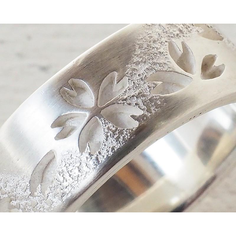 エス 和柄アクセサリー作家 三浦砂織 霞桜 平打ちリング 透かし彫り