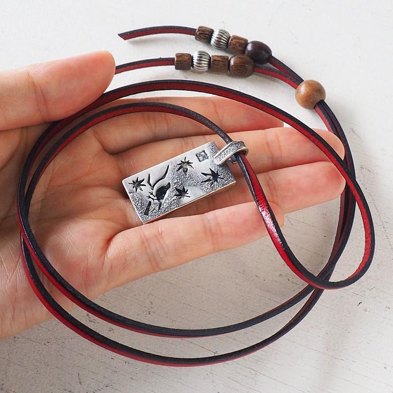 エス 和柄アクセサリー作家 三浦砂織 文鳥×紅葉 オーバーレイ シルバー