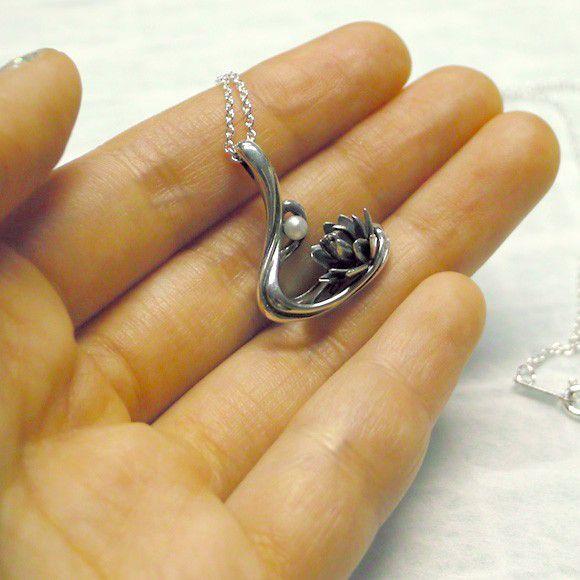 エス 和柄アクセサリー作家・三浦砂織 流蓮ネックレス シルバー パール