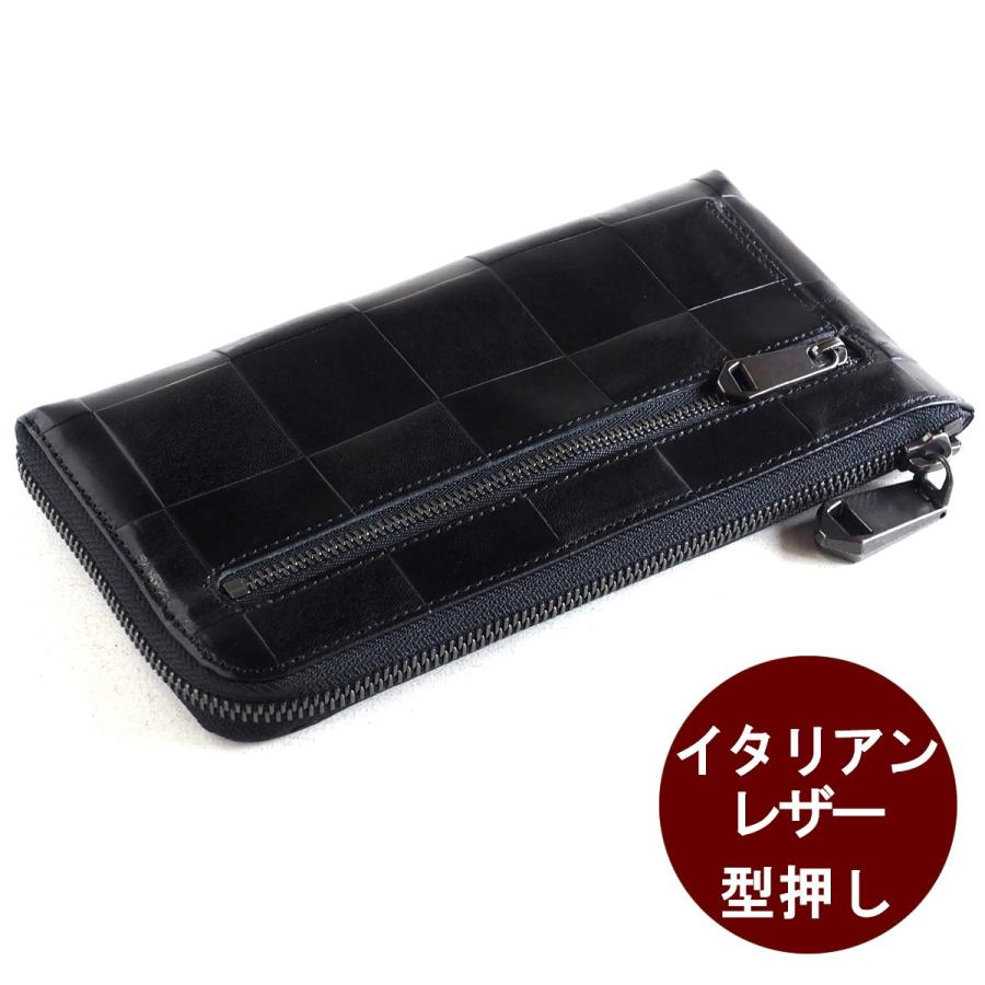 ZOO（ズー） L字ファスナー 長財布 イタリアンレザー 型押しブロック