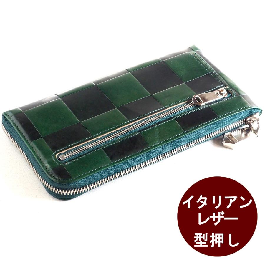 ZOO（ズー） L字ファスナー 長財布 イタリアンレザー 型押しブロック