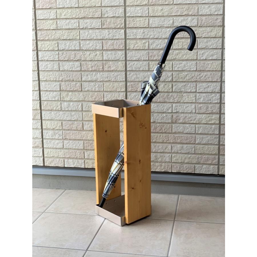 傘立て　スリム　おしゃれ　「天然木とステンレスの傘立て」　 | 