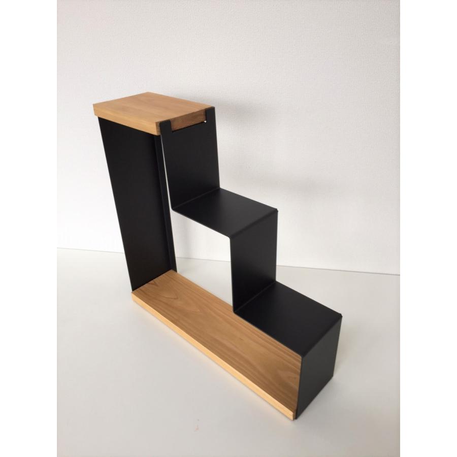 和モダン☆階段型黒木製シェルフ 和モダン☆階段型黒木製シェルフ