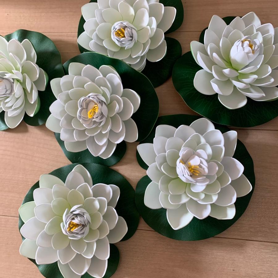2個セット 白色 造花 人工花 蓮 蓮の花 睡蓮 人工蓮 おしゃれ 直径17cm 中庭 池 水族館 フェイク睡蓮 人工観葉植物 水槽飾り インテリア飾り |  | 02