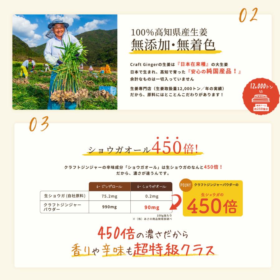 ＼無添加 濃さ450倍！／ クラフトジンジャー パウダー 75g【送料無料】高知県産 生姜パウダー ジンジャーパウダー 生姜粉末 国産 生姜 粉末 乾燥生姜 生姜湯 |  | 11