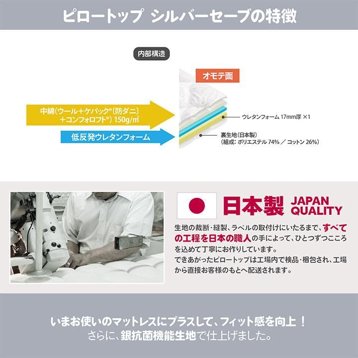日本製 ピロートップ ダブル シルバーセーブ Craftia クラフティア 国産 ベッドパッド 敷きパッド マットレストッパー |  | 02