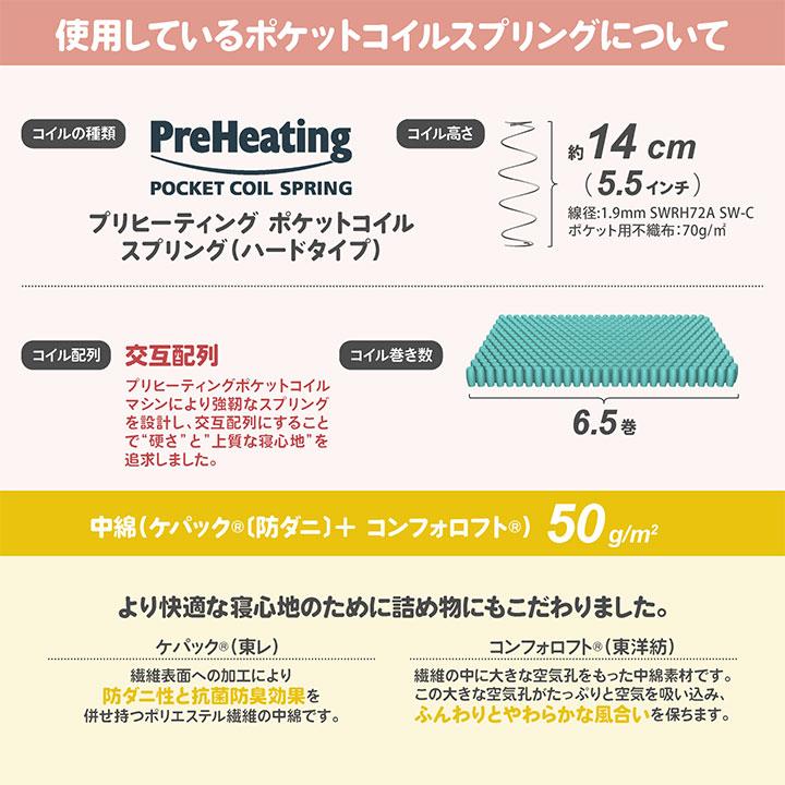 日本製 ポケットコイル マットレス セミシングルショート クロム