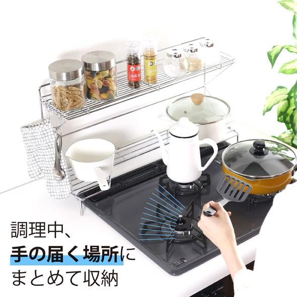 コンロ奥ラック ２段 幅65cmタイプ 日本製 完成品 調味料 収納 調味料ラック スパイスラック キッチン 収納 アイデア 川口工器オンライン Yahoo 店 通販 Yahoo ショッピング