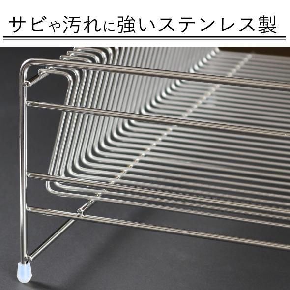 川口工器 - 水切り仕合わせ ステンレス鋼 御盆 幅58.5糎 奥ふかさ33糎 L大きさ 箸立て嘱する 水切り カゴ かご 1段 耐荷重20kg 日本製 国産 22178