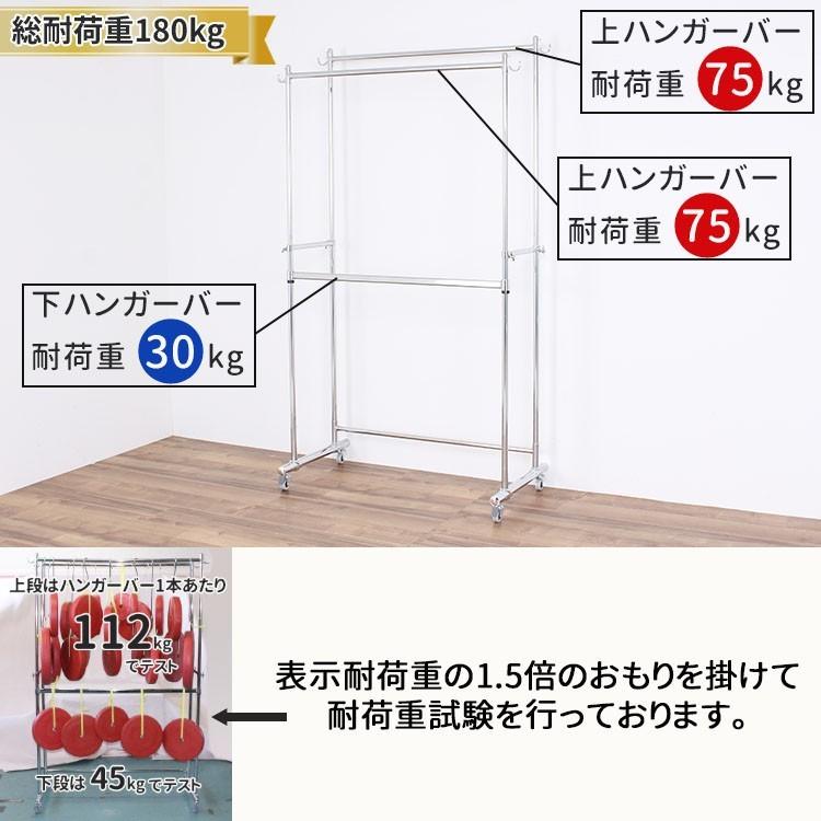 川口工器 15%OFFクーポン配布中 頑丈 ダブル ハンガーラック 幅90cm 総