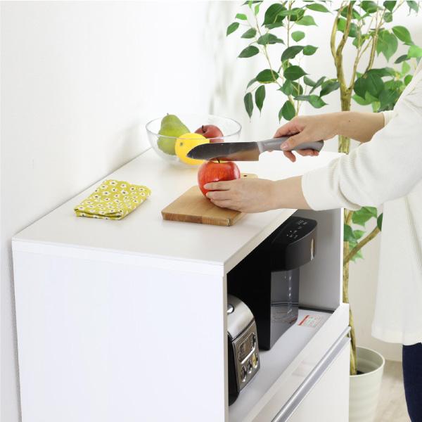 ゴミ箱付 レンジ台 家電 ラック 収納 人工大理石天板 1段 3分別 完成品 日本製 幅75 ダスト 木製 レンジラック レンジボード_15