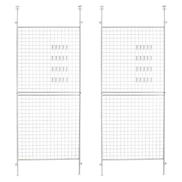 突っ張りラック メッシュ 幅95×高186㎝ 壁掛 両面使用可能 壁面収納