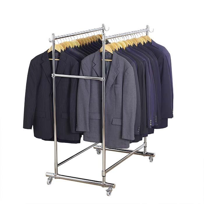 川口工器 頑丈 ダブル ハンガーラック 奥行ワイド 幅110cm 総耐荷重