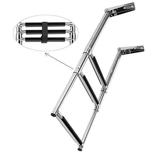 人気ブランドを Elerose ボート搭乗はしご 3ステップデッキはしご伸縮式折りたたみはしご階段304ステンレス鋼ボートランプハー 魅了 Robdawes Com Au