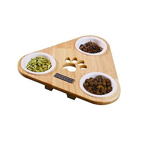 売り出し新品 天然木 無垢材 猫 犬 餌皿 餌台 フードボウル セラミックボウル 食器台 多頭飼育 台と食器のセット 3連 日経トレンディ Ssl Daikyogo Or Jp