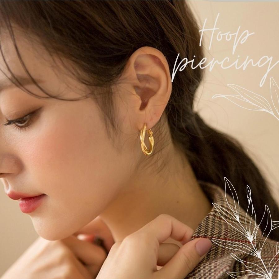ピアス ツイスト フープ 両耳セット 金属アレルギー対応 18K コーティング ニッケルフリー レディース シンプル ジュエリー ゴールド シルバー 送料無料 |  | 02