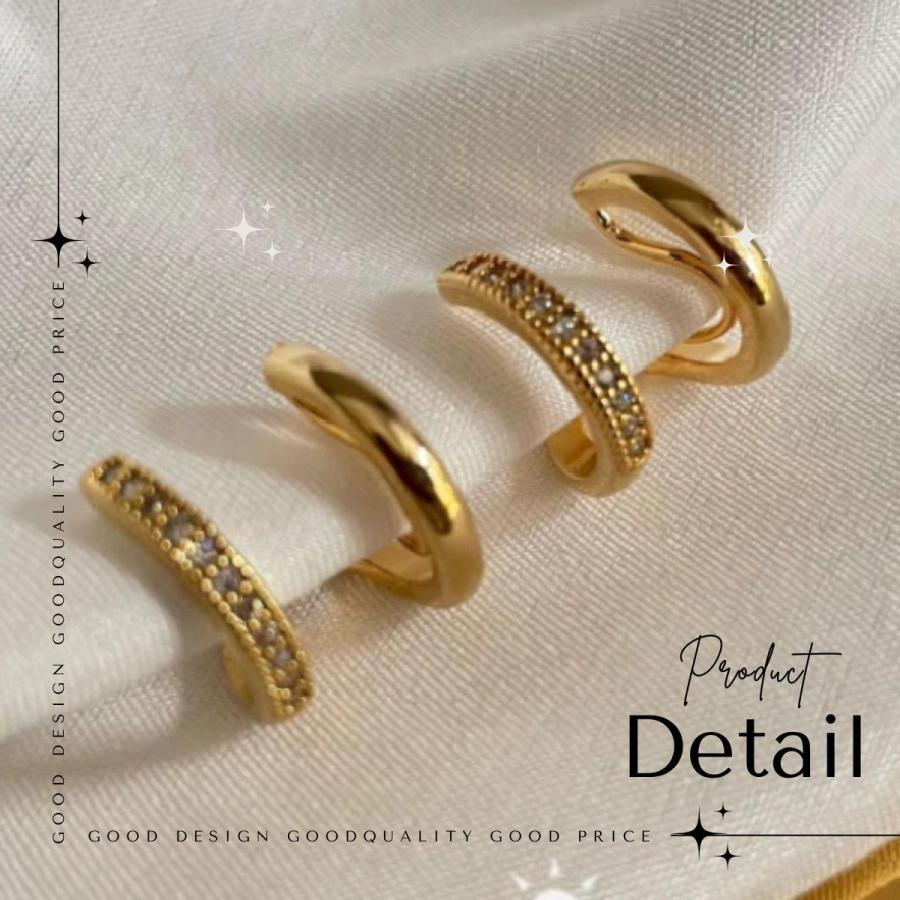 イヤリング 2連 ダブルライン レイヤード 金属アレルギー対応 18K