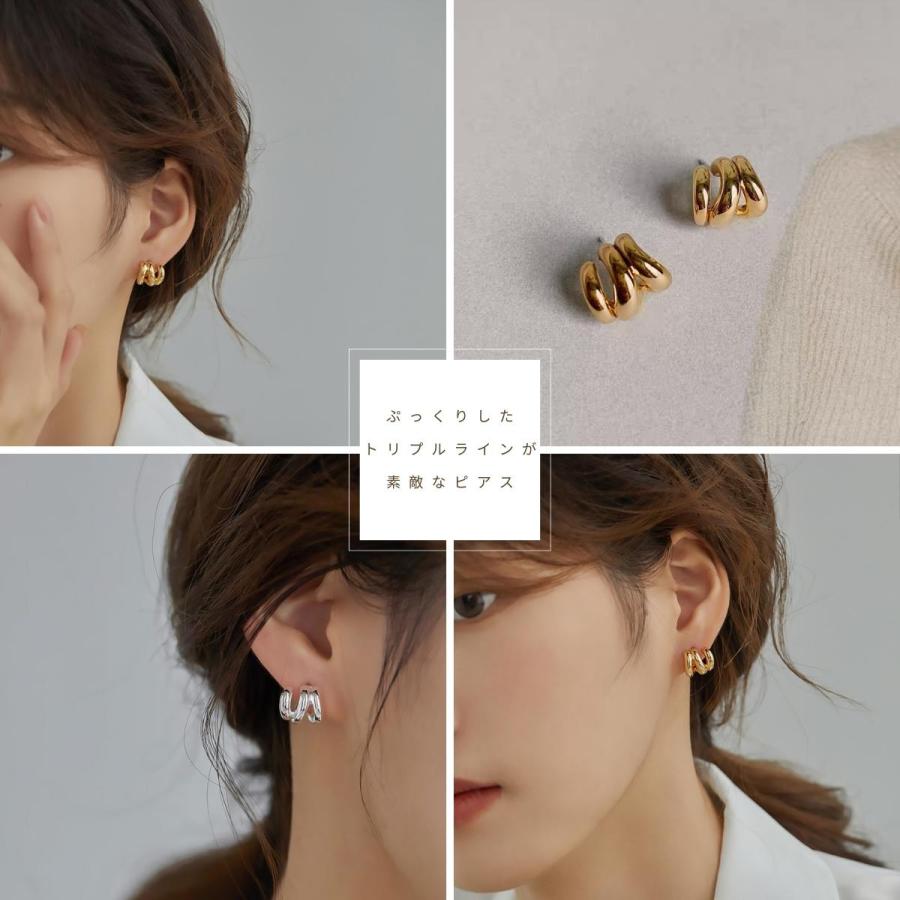 ピアス 金属アレルギー対応 ぷっくり K14 コーティング ニッケルフリー