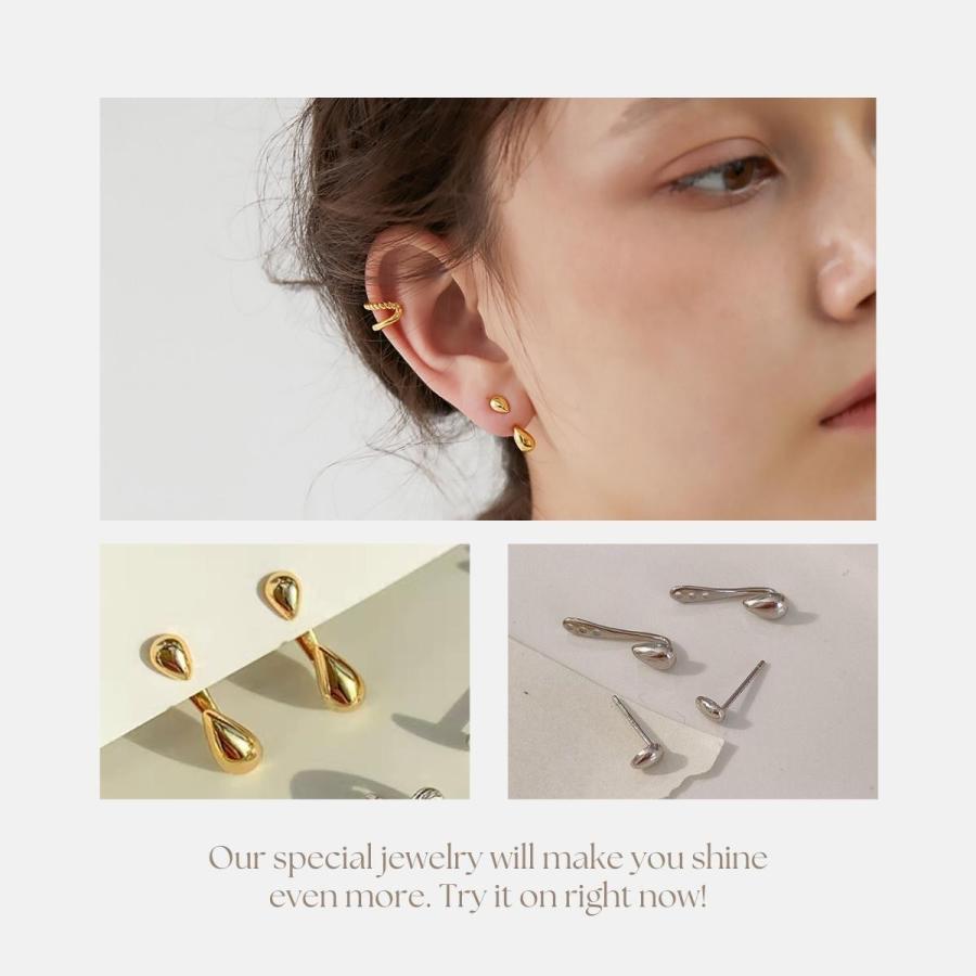 ピアス 金属アレルギー対応 雫 しずく ドロップ K14 コーティング