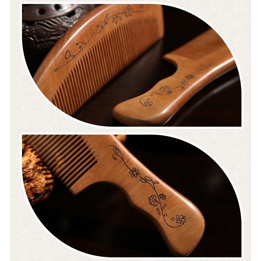 櫛 つげ櫛 桃木櫛 ケース付き ヘアブラシ くし ブラッシングブラシ 静電気防止 可愛い ストレートヘアー ロングヘア― 巻き髪 頭皮ケア レディース 【送料無料】 |  | 15