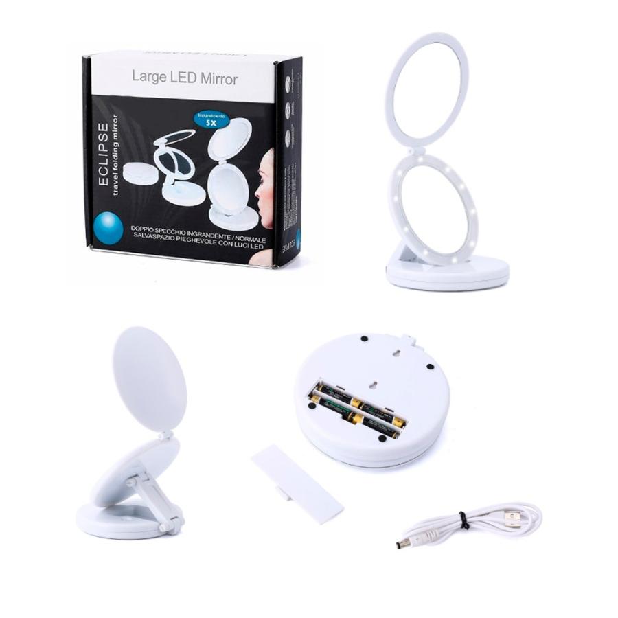 化粧鏡 卓上ミラー 拡大鏡 LED ライト付 スタンドミラー 折り畳み 化粧 鏡 おしゃれ 大きい 女優ミラー メイクミラー LEDミラー 照明 携帯できる 送料無料 |  | 13