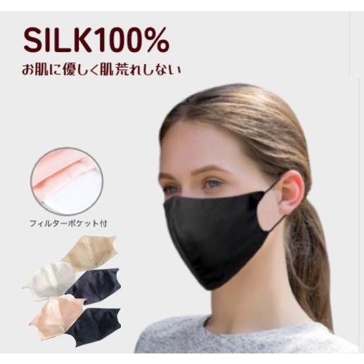 シルクマスク ポケット 立体構造 マスク インナーシルクマスク ノーズワイヤー アジャスター 洗える 肌に優しい おしゃれ アトピー性皮膚炎 敏感肌 シルク | 