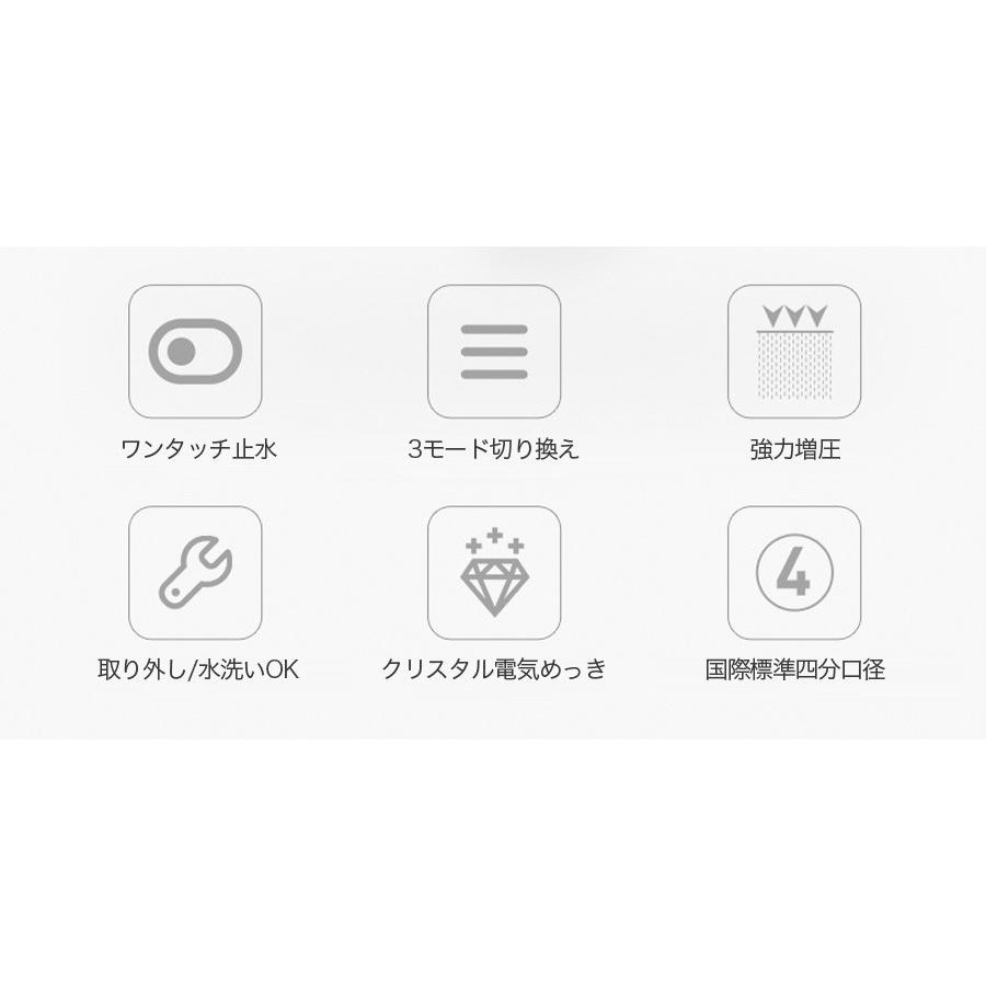 シャワーヘッド 節水 増圧 手元止水 高水圧 ３段階モード モード切り替え お風呂 送料無料 |  | 02