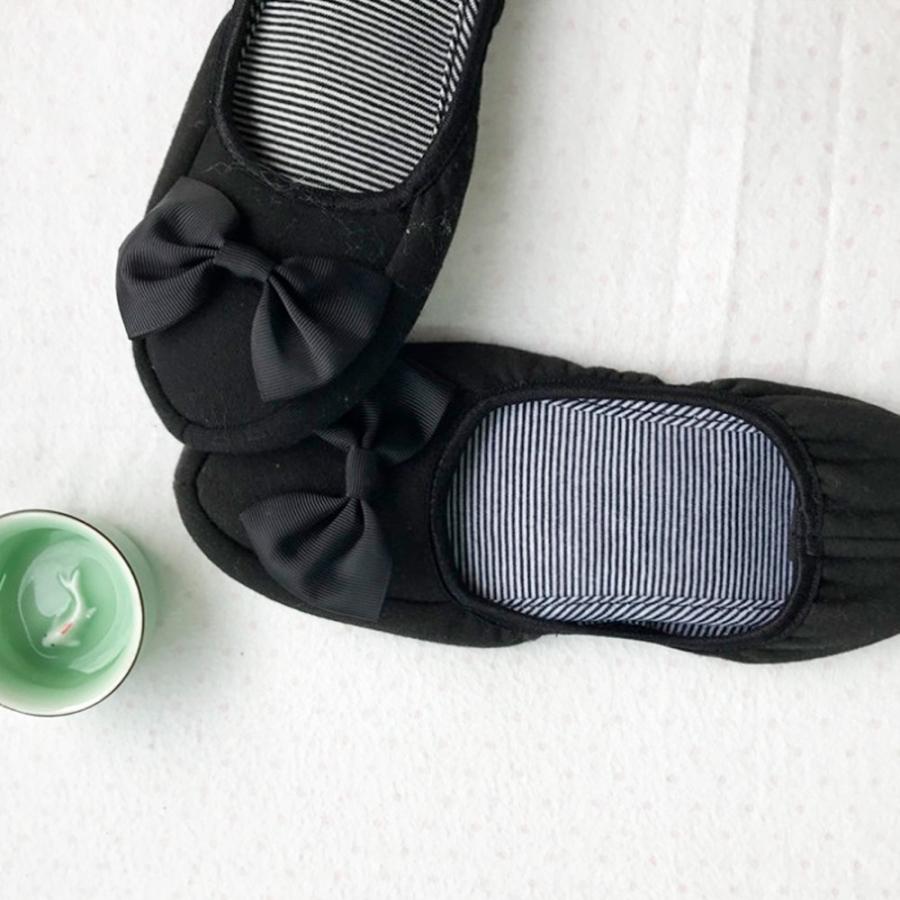 携帯スリッパ 可愛い リボン 折り畳み ポーチ付き おしゃれ 入学式 卒業式 入園 お受験 クッション 参観日 レディース 洗える コンパクト 黒 送料無料 |  | 02