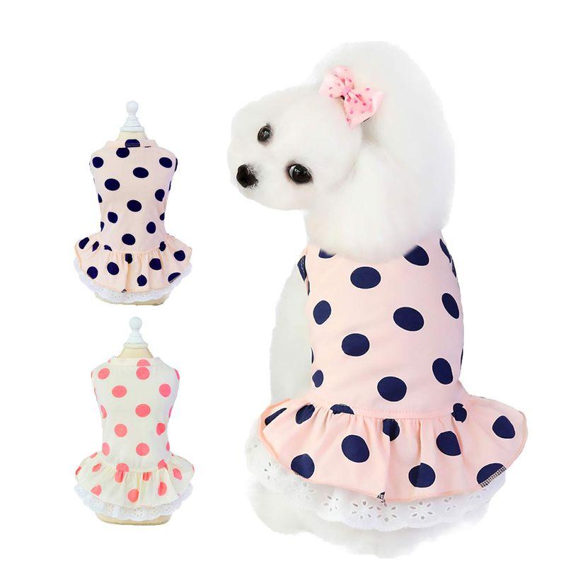 PetGround 犬 服 水玉 シャツ かわいい 犬の服 ペット服 春夏 小型犬 ドッグウェア Dog clothes (S, ピンク