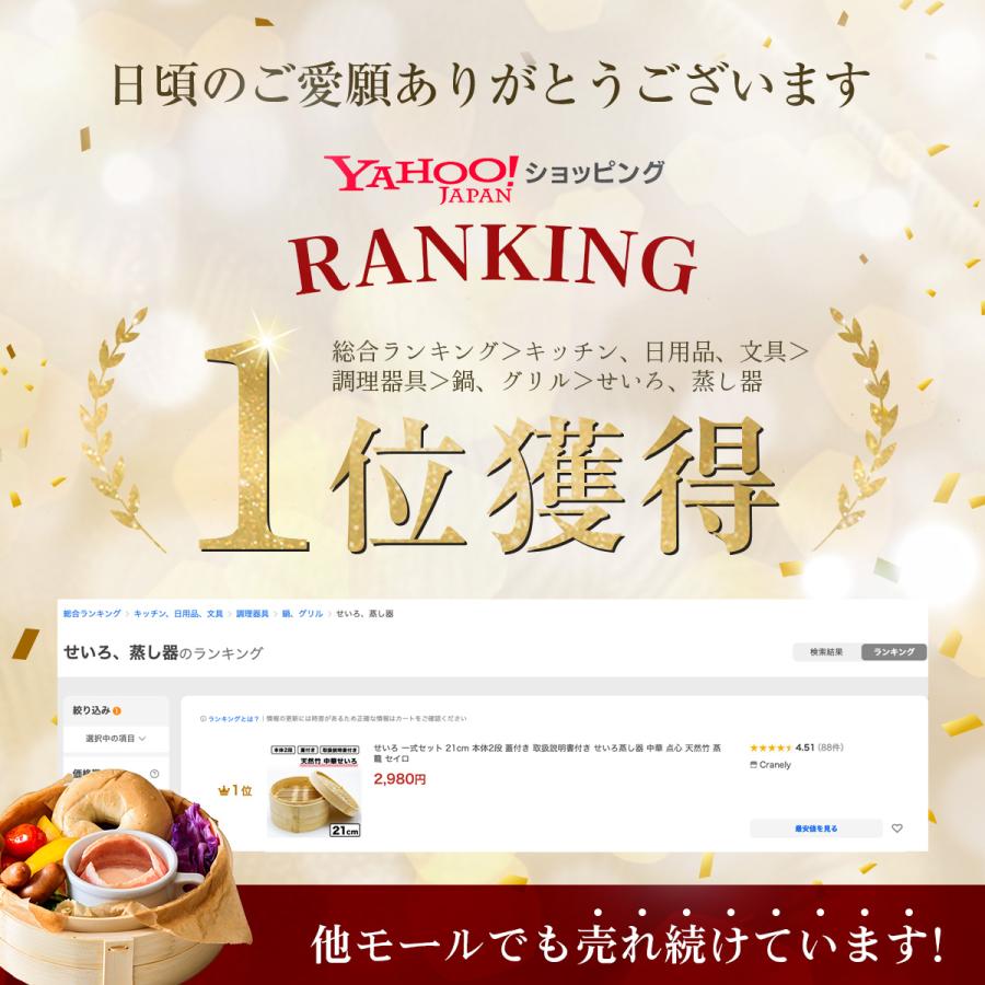 せいろ 一式セット 21cm 本体2段 蓋付き 取扱説明書付き せいろ蒸し器