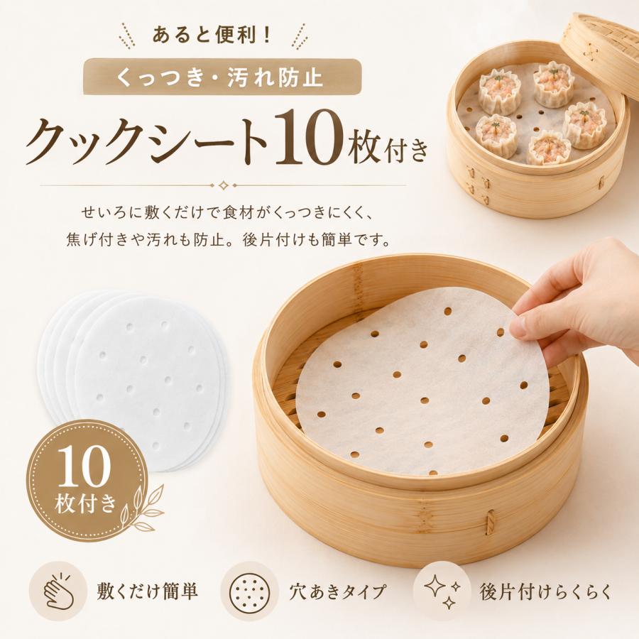 せいろ蒸し器 一式セット 24cm 2段 取扱説明書付き 蓋 中華 点心 天然